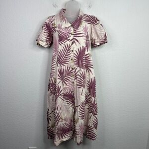 Bombay Paisley Dress Womens M Floral Linen Blend Button Peasant Boho Cottagecore